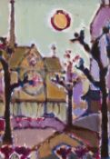 ‡ KATHRYN LE GRICE acrylic - entitled, 'Paris III' on Attic Gallery Label verso, signed with