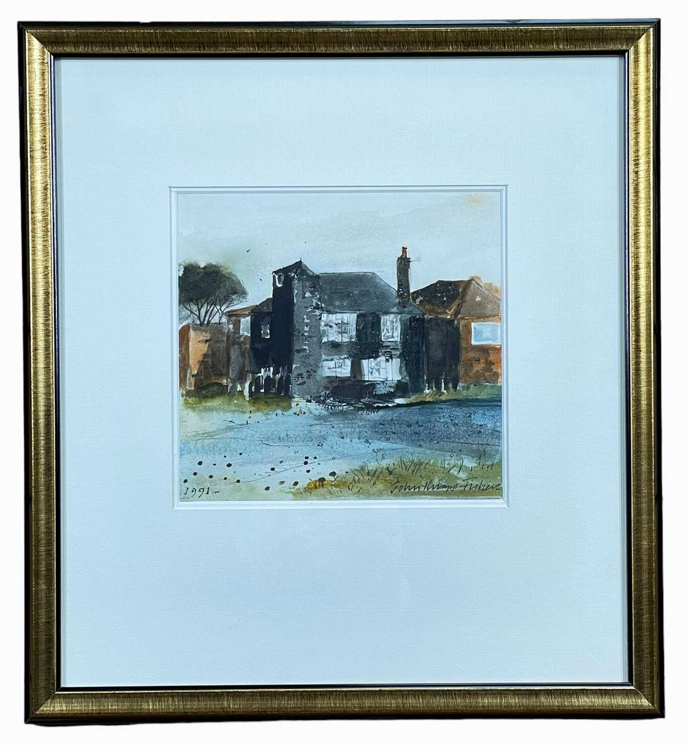 ‡ JOHN KNAPP-FISHER watercolour - entitled verso, 'Rose Cottage, Rye Harbour', signed and dated - Image 2 of 2