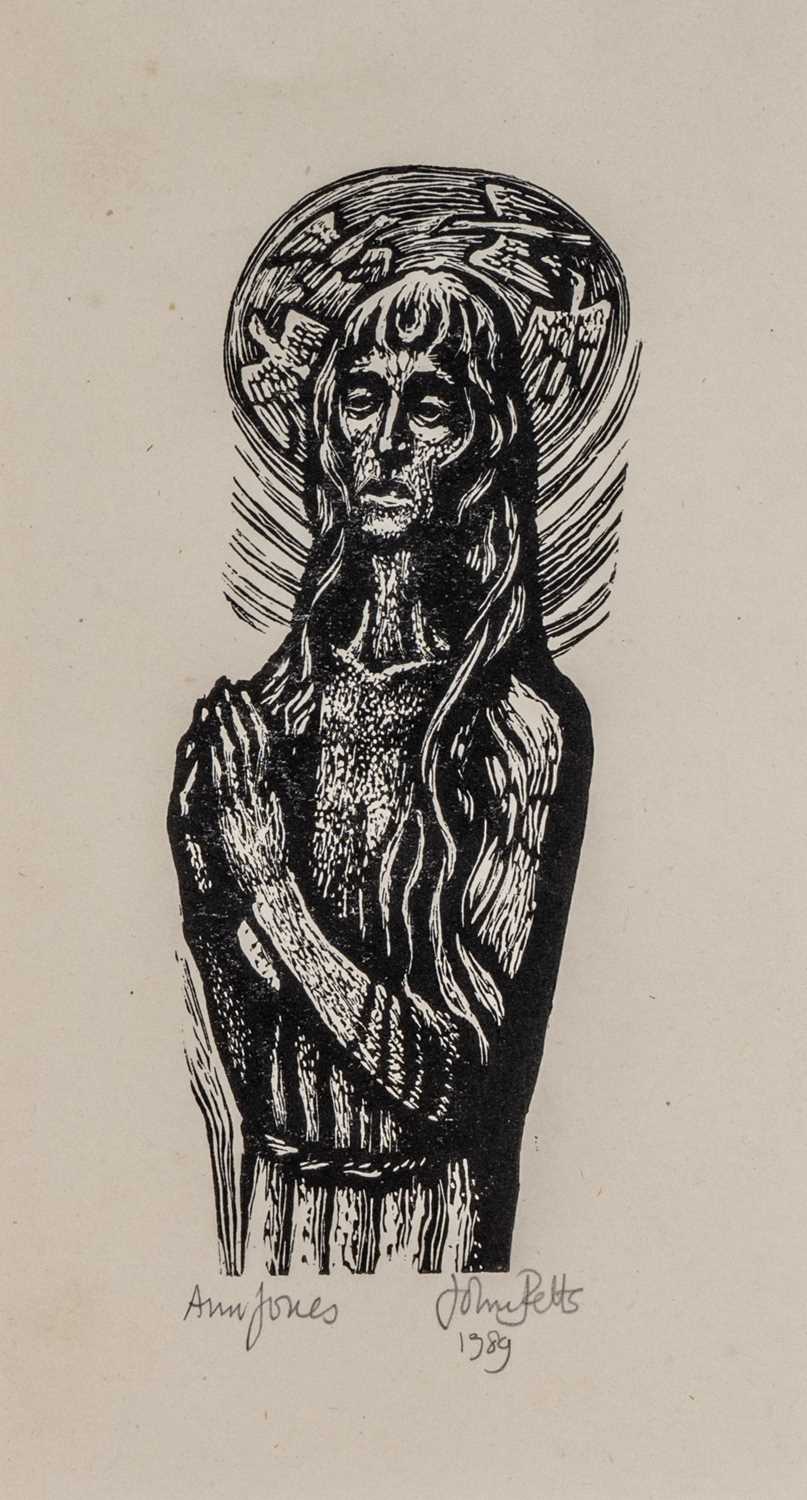 ‡ JOHN PETTS wood engraving - half portrait of Anne Jones, 1989, signed and with title below and