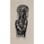 ‡ JOHN PETTS wood engraving - half portrait of Anne Jones, 1989, signed and with title below and