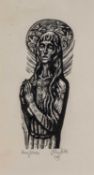 ‡ JOHN PETTS wood engraving - half portrait of Anne Jones, 1989, signed and with title below and