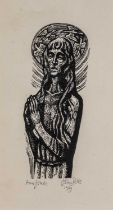‡ JOHN PETTS wood engraving - half portrait of Anne Jones, 1989, signed and with title below and