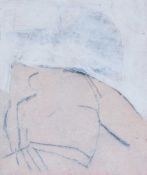 ‡ ROGER CECIL mixed media on card - semi-abstract nude, signed and dated 2002 verso, 13 x 11cms
