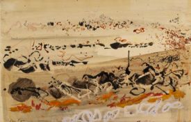 ‡ JOHN PIPER mixed media - abstract coastal landscape, signed, 34 x 52cms Provenance: private