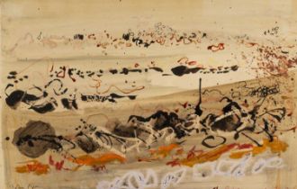 ‡ JOHN PIPER mixed media - abstract coastal landscape, signed, 34 x 52cms Provenance: private