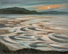 ‡ GWILYM PRITCHARD oil on canvas - estuary at sunset, signed and dated '80, 40 x 50cms Provenance:
