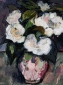 ‡ WENDY MURPHY oil on board - entitled verso 'Camellias', signed with initials, 39 x 29cms