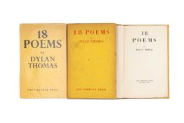 THREE 1st EDITIONS OF ’18 POEMS’ BY DYLAN THOMAS PUBLISHED BY THE FORTUNE PRESS each dated 1934,