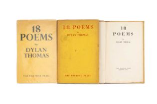 THREE 1st EDITIONS OF ’18 POEMS’ BY DYLAN THOMAS PUBLISHED BY THE FORTUNE PRESS each dated 1934,