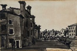 ‡ SIR KYFFIN WILLIAMS RA ink and wash - Corte Novello, Venice, signed with initials, 30 x 45cms