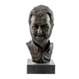 ‡ JOHN MEIRION MORRIS bronze bust with Welsh slate base, limited edition (2/2) - portrait bust of