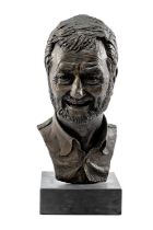 ‡ JOHN MEIRION MORRIS bronze bust with Welsh slate base, limited edition (2/2) - portrait bust of