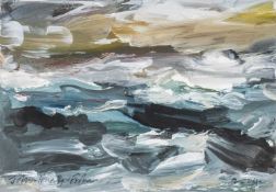 ‡ JOHN KNAPP-FISHER oil on card - entitled verso, 'Disturbed Sea', signed and dated 2004, 12 x 17cms