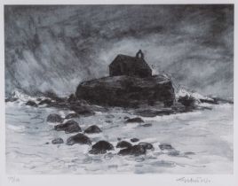 ‡ SIR KYFFIN WILLIAMS RA limited edition (138/150) lithograph - St Cwyfan's church, Aberffraw,