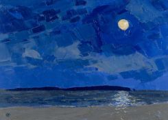 ‡ GWILYM PRICHARD oil on canvas - entitled verso, 'Full Moon, South Beach' on Martin Tinney