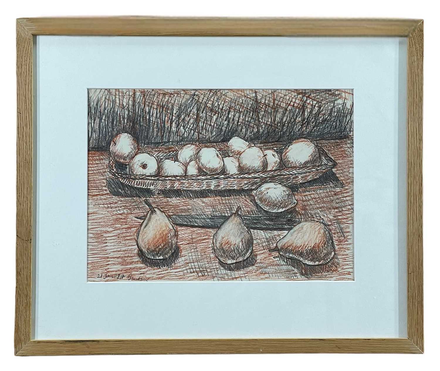 ‡ CHARLES BURTON pastel and pencil - still life of fruit, signed and dated 21 January 1987, 26 x - Image 2 of 2