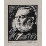‡ JOHN PETTS wood engraving - portrait of Doctor Herber Evans (for Storiau am Annibynwyr), signed