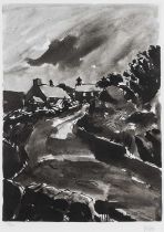 ‡ SIR KYFFIN WILLIAMS RA limited edition (189/250) print - cottages in a country lane, signed with