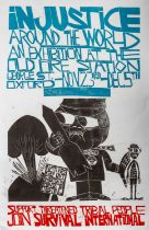 ‡ PAUL PETER PIECH three colour lithograph - exhibition poster supporting threatened tribal