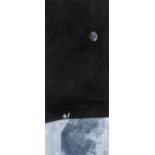 ‡ DEWI TUDUR mixed media on card - nocturnal landscape under moon , signed and dated 2010, 33 x