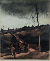 ‡ GEORGE CHAPMAN artists proof etching - Y Bont / The Bridge, signed fully in pencil, 71 x 60cms