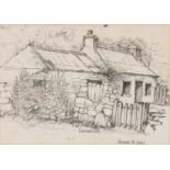 ‡ ANEURIN JONES pencil and ink on paper - entitled, 'Carnabwth', signed in full, 20 x 29cms