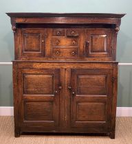 18TH CENTURY WELSH OAK DEUDDARN, Eryri (Snowdonia) region, ogee cornice above turned finials, pair