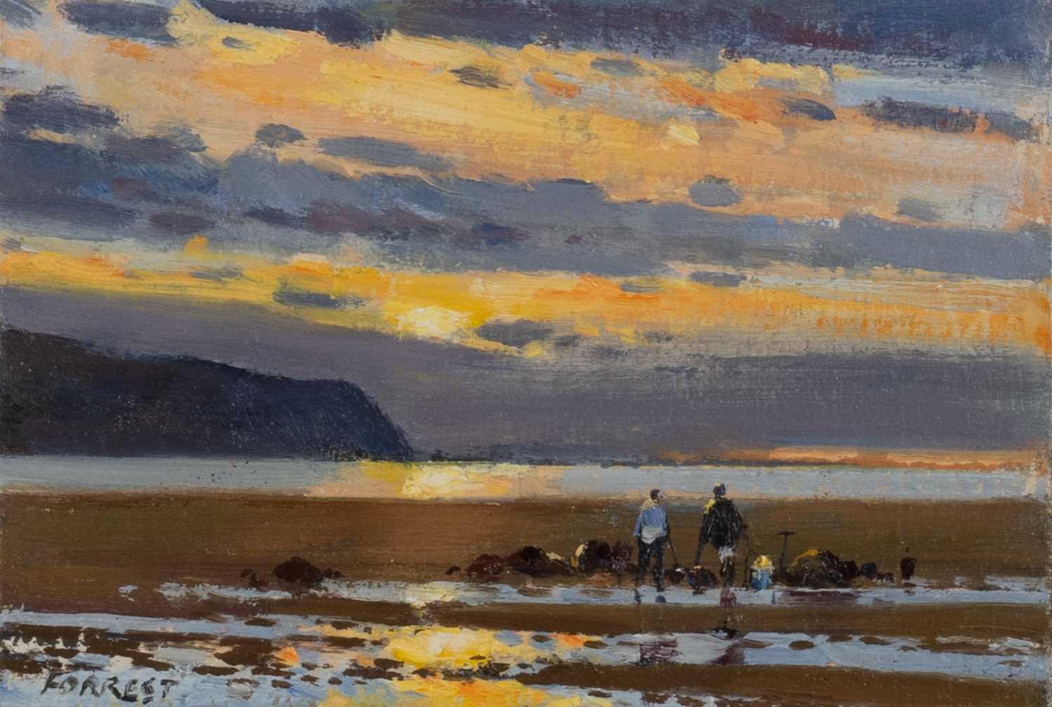 ‡ EDWIN FORREST oil on board - entitled verso, 'Digging for Bait, West...