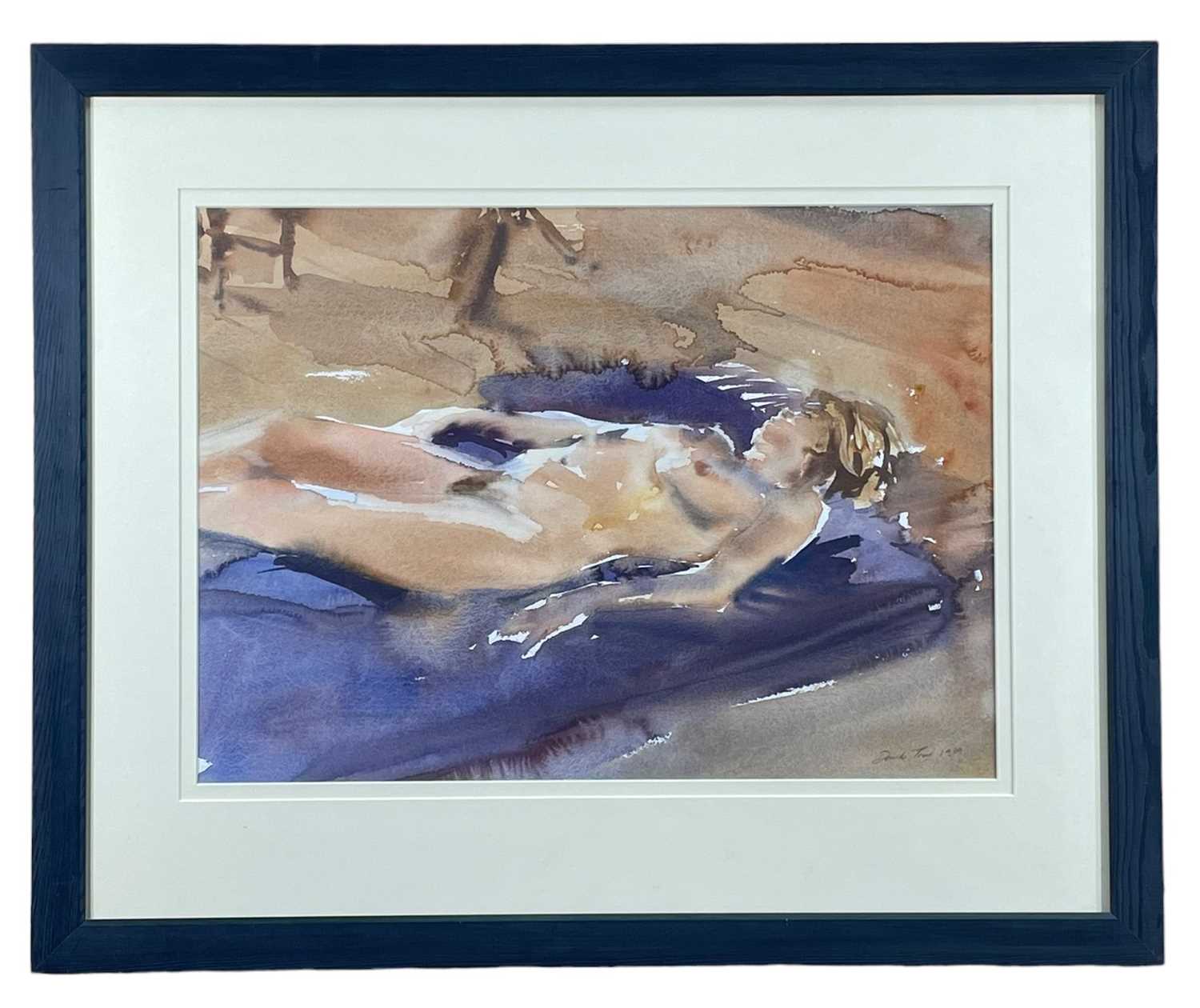 ‡ DAVID TRESS watercolour - life-study reclining nude, signed and dated 1989, 44 x 61cms Provenance: - Image 2 of 2