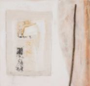 ‡ MARY HUSTED mixed media construction on ceramic tile - entitled verso, 'Keep Pace with the