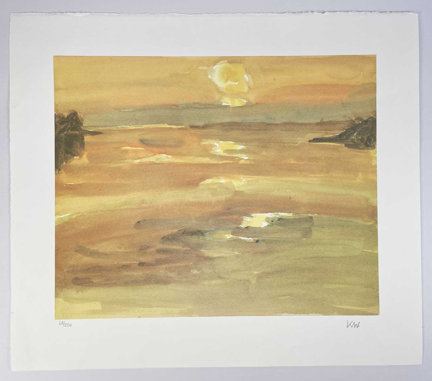 ‡ SIR KYFFIN WILLIAMS RA limited edition (68/250) print - sunset at Moel y Don on the Menai, - Image 2 of 2