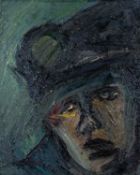 ‡ PETER PRENDERGAST oil on panel - entitled verso, 'Head of Miner' on Martin Tinney Gallery label