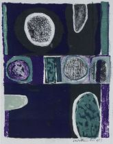 ‡ ISLWYN WATKINS limited edition (8/17) lithograph - purple and green abstract, signed and dated