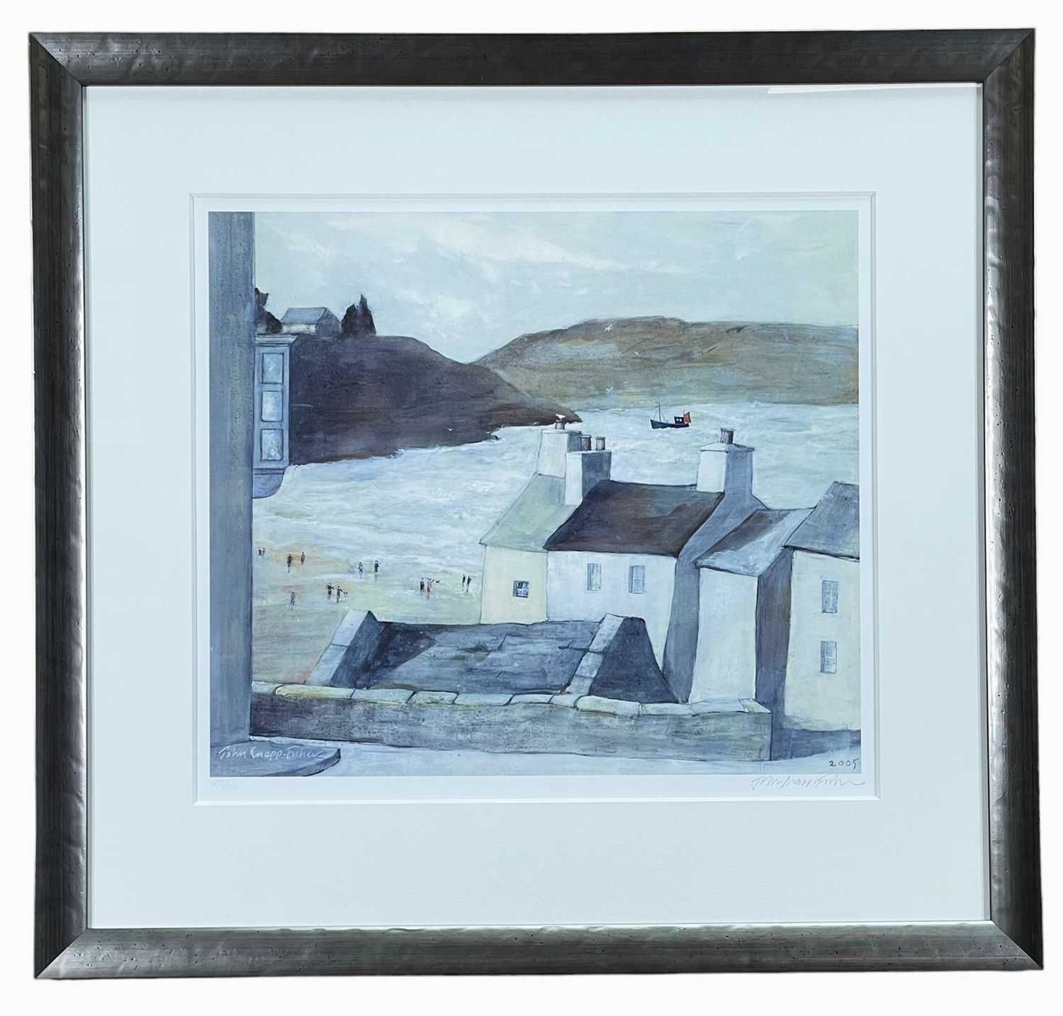 ‡ JOHN KNAPP-FISHER - limited edition (492/850) print - Tenby with buildings and North Beach, signed - Image 2 of 2