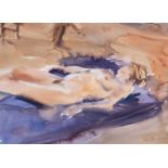 ‡ DAVID TRESS watercolour - life-study reclining nude, signed and dated 1989, 44 x 61cms Provenance: