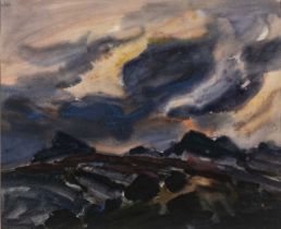 ‡ SIR KYFFIN WILLIAMS RA watercolour - entitled verso, 'Evening Storm', signed with initials, 39 x