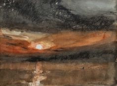 ‡ WILLIAM SELWYN watercolour - entitled verso 'Sunset Towards Anglesey', signed, 14.5 x 19.5cms