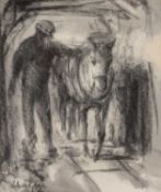 ‡ VALERIE GANZ charcoal on paper - entitled verso, 'Tired Pair, Heading for Home', signed in full,