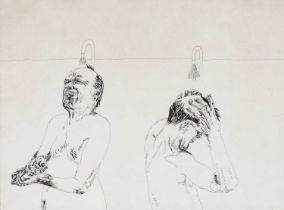 ‡ JACK CRABTREE ink on paper - entitled verso, 'Pithead Baths', signed, dated verso 1976, 30 x 40cms