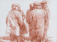 ‡ ANEURIN JONES conté drawing - 'Bois Talsarn' titled verso on Attic Gallery label, signed, 40.5 x