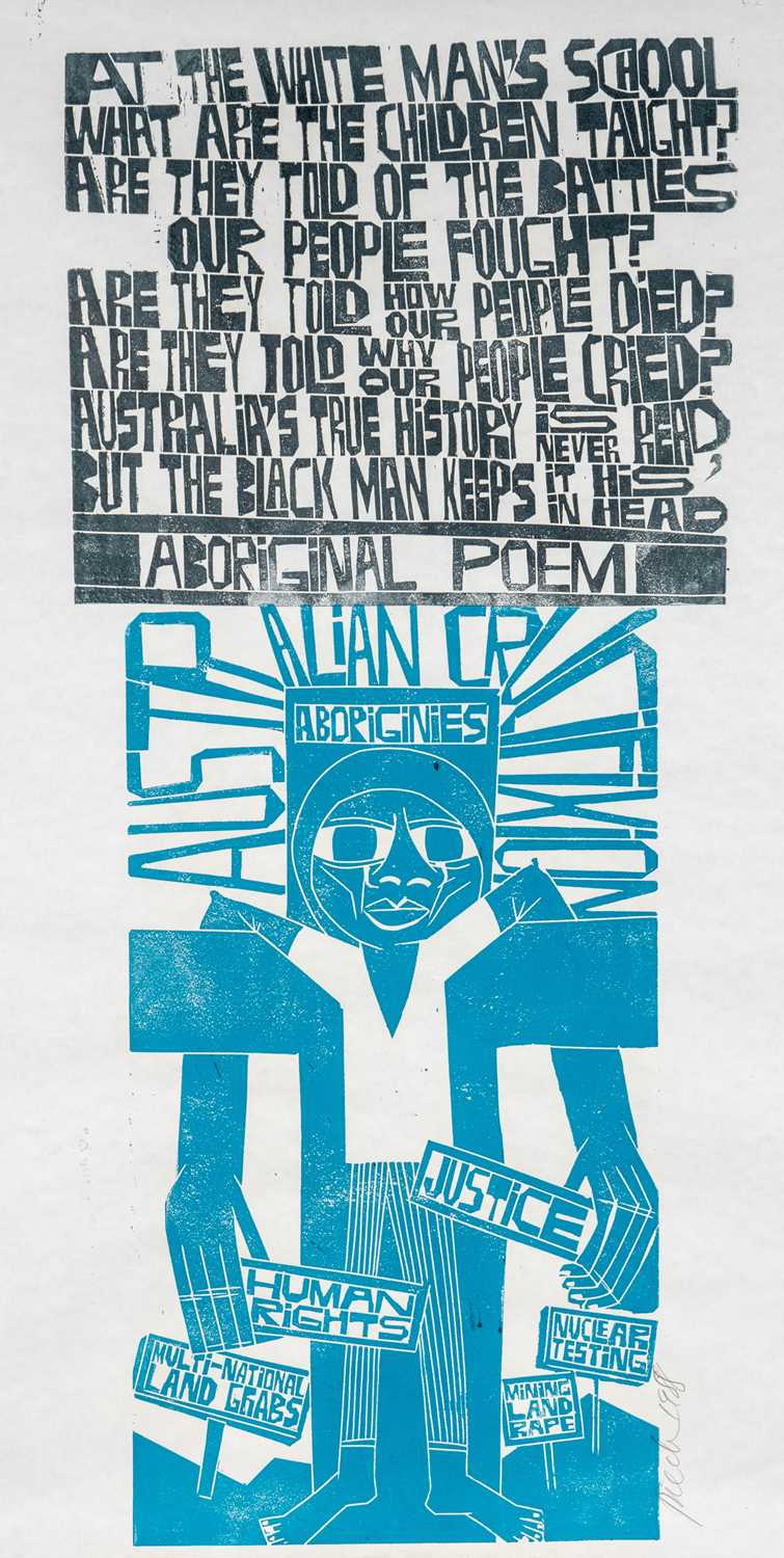 ‡ PAUL PETER PIECH two colour lithograph - Australian First Nations land rights poem by Bill Day, '