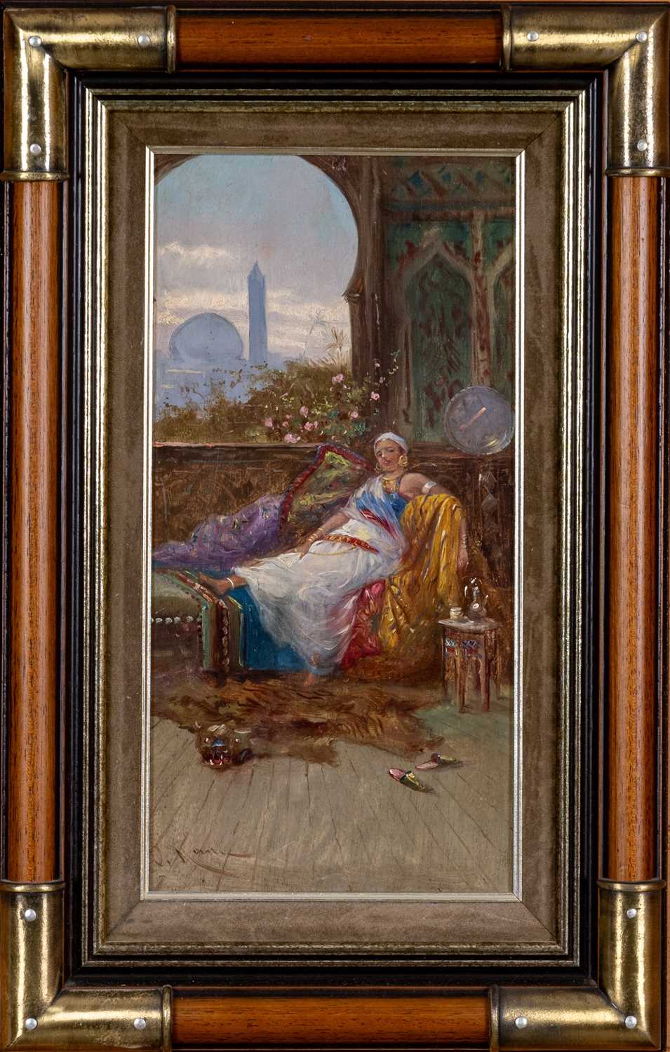 ATTRIBUTED TO ALEXANDER MANN ROI NEAC (Scottish, 1853-1908) oil on board - Odalisque, reclining