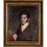 EARLY 19TH ENGLISH CENTURY SCHOOL oil on canvas - portrait of a gentleman, wearing buff frock