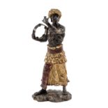 FRANZ XAVIER BERGMANN (Austrian, 1861-1936) cold painted bronze - Nubian Musician, cast as a