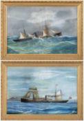 19TH CENTURY BRITISH SCHOOL watercolour and gouache - S.S. Helen Otto in choppy seas, S.S. Helen