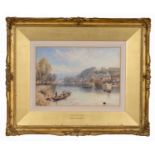 MYLES BIRKET FOSTER RWS (1825-1899) watercolour - Quimper, Normandy, fisherfolk in a punt on a