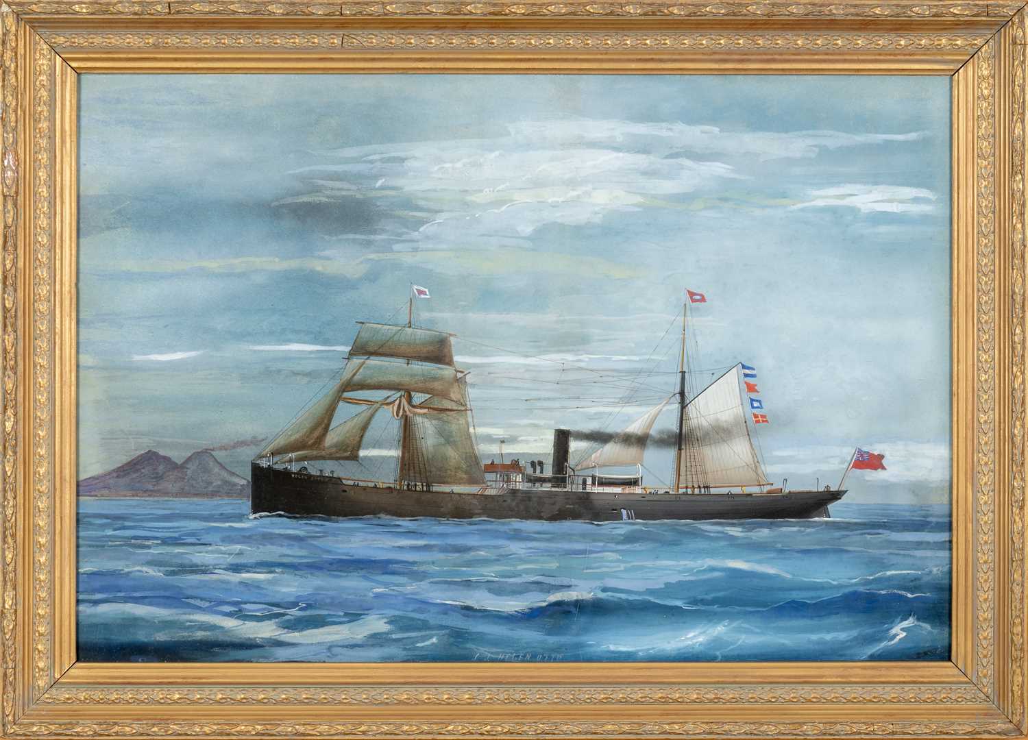 19TH CENTURY BRITISH SCHOOL watercolour and gouache - S.S. Helen Otto in choppy seas, S.S. Helen - Image 2 of 3