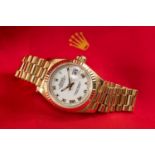 18CT GOLD ROLEX LADY DATEJUST BRACELET WATCH, Ref. 69178, ser. no. W31****, cal. 2135 automatic