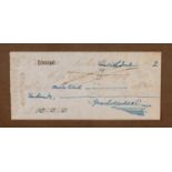 CHARLES DICKENS FRSA (1812-1870) - an autographed bank cheque signed with usual flourish in bright