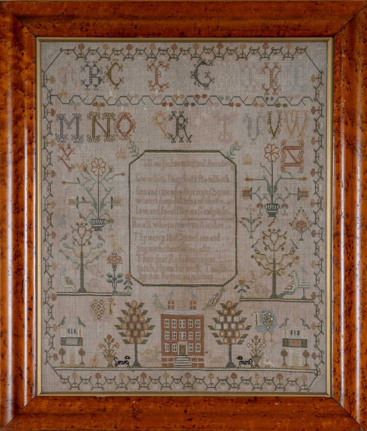 EARLY 19TH CENTURY NEEDLEWORK SAMPLER by Sarah Hirsts, taught by Ann Royner, dated Marsh (sic) 1803,